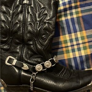 Black Leather Western Boots - BOULET